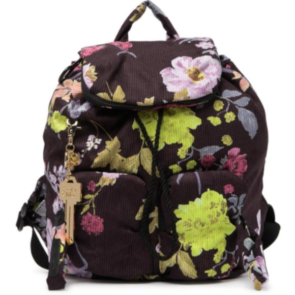 New See By Chloe Joy Rider Floral Ribbed Velour Backpack - Picture 1 of 13
